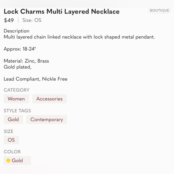 Elle Lock Charms Multi Layered Necklace - Picture 7 of 7